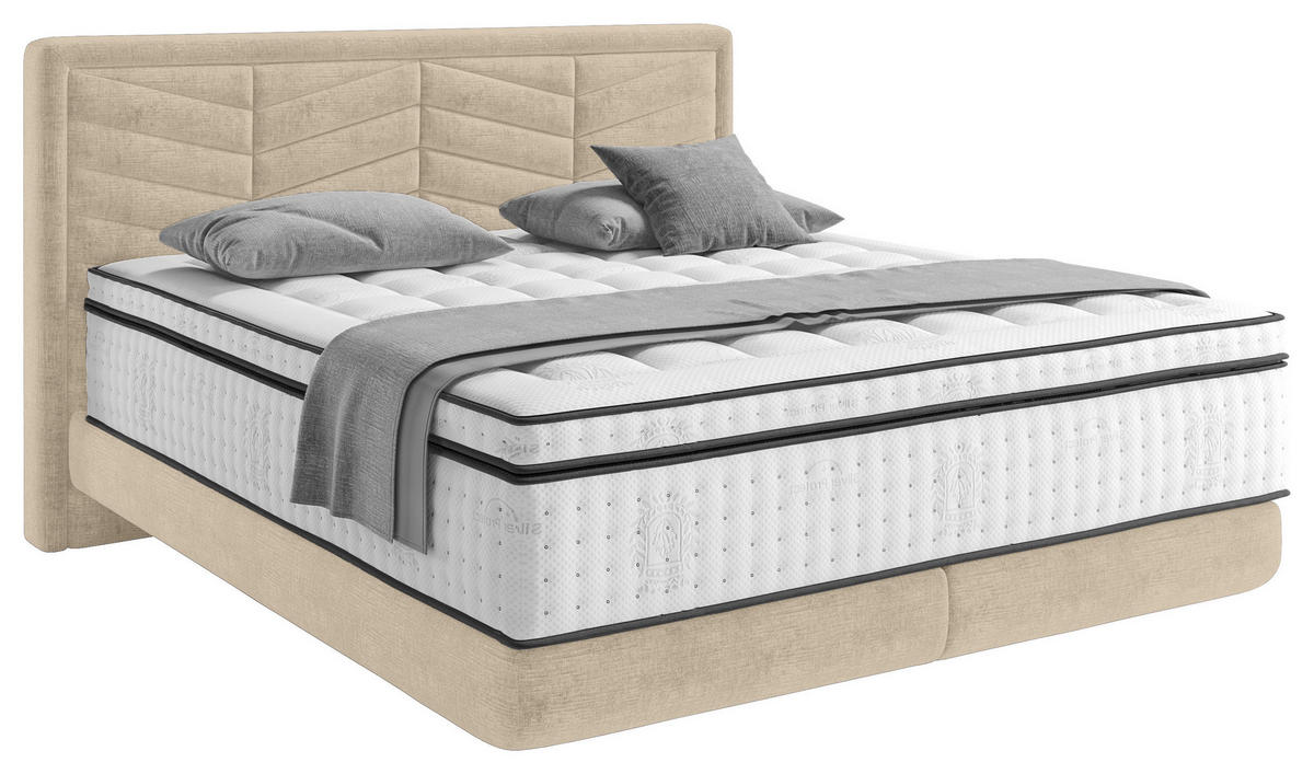 BOXSPRINGBETT 180/200 cm  in Beige  - Beige/Schwarz, Konventionell, Kunststoff/Textil (180/200cm) - Carryhome