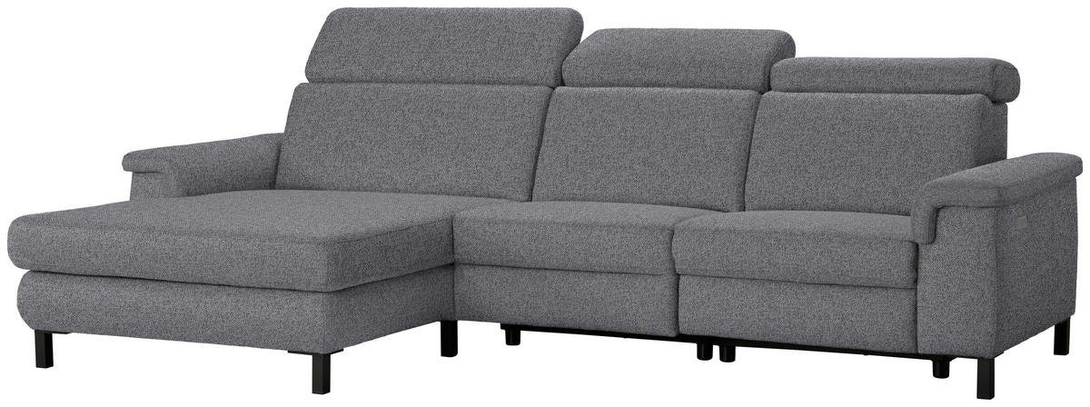 ECKSOFA in Flachgewebe Grau  - Schwarz/Grau, Konventionell, Textil/Metall (182/304cm) - Pure Home Comfort