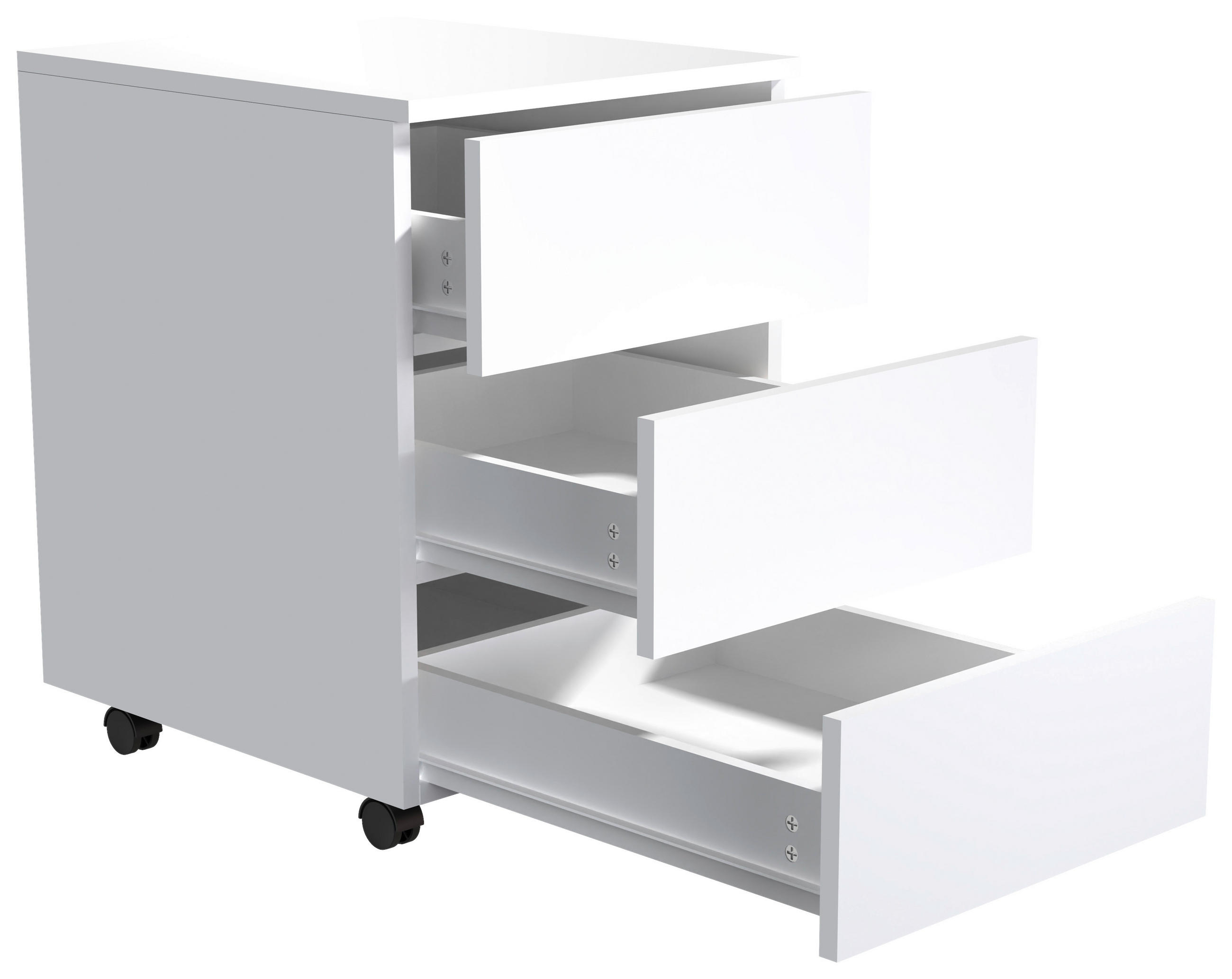 Thumbnail - Mid.you Rollcontainer, Weiß, Holzwerkstoff, 3 Schublade(n) Schubladen, 39x55x45 cm, erweiterbar, griffloses Öffnen, Arbe...