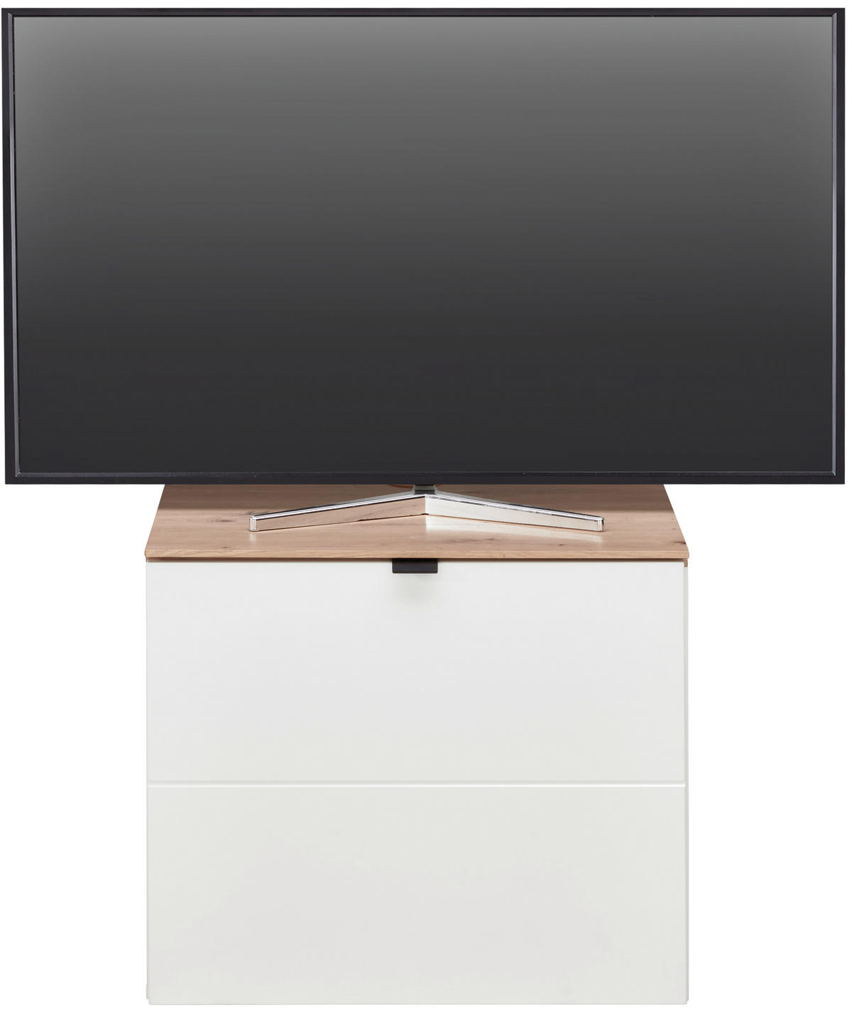 KOMODA POD TELEVIZI, bílá, dub artisan, 60/62/44 cm - bílá/černá, Moderní, kov/kompozitní dřevo (60/62/44cm) - Hom`in