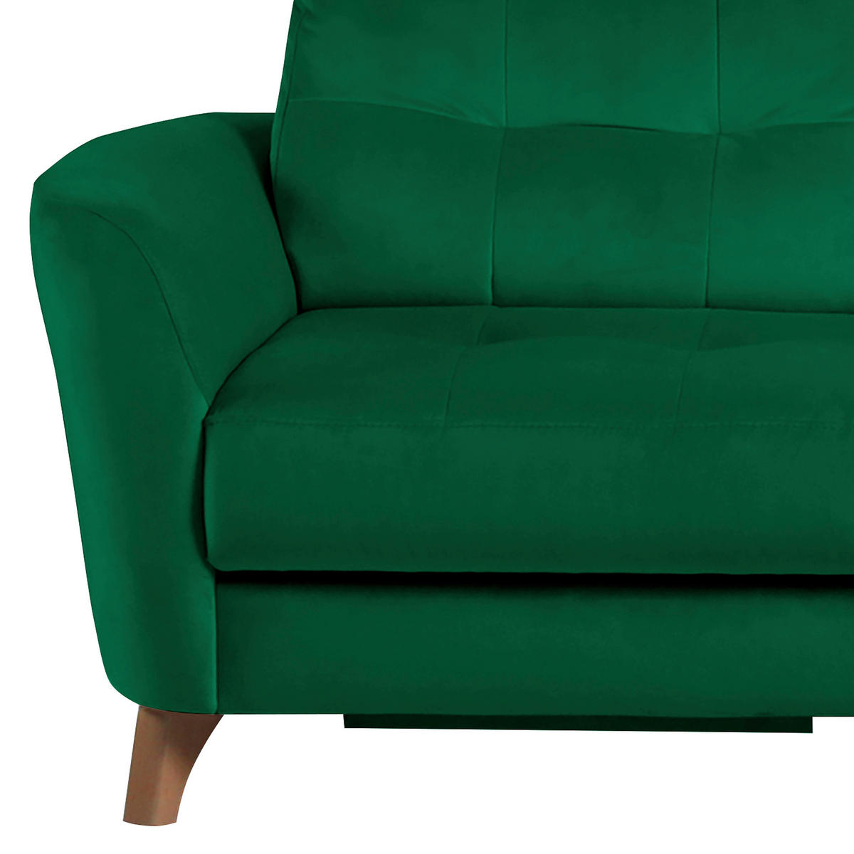 ECKSOFA Dunkelgrün Samt Bettkasten, Schlaffunktion, Liegefläche im Originalstoff  - Dunkelgrün/Buchefarben, Design, Holz/Textil (238/168cm) - Livetastic