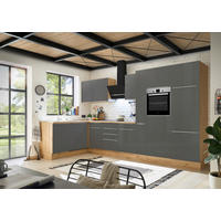 HÖRNKÖK 170/370 cm  i grå, ek Artisan  - aluminiumfärg/ek Artisan, Lifestyle, trämaterial/plast (170/370cm) - Respekta