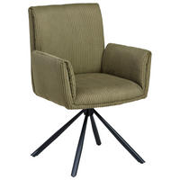 ARMLEHNSTUHL  in Eisen Cord  - Schwarz/Olivgrün, MODERN, Textil/Metall (65/90/62cm) - MID.YOU