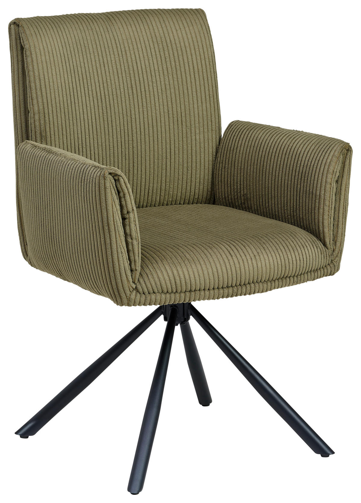 ARMLEHNSTUHL  in Eisen Cord  - Schwarz/Olivgrün, MODERN, Textil/Metall (65/90/62cm) - MID.YOU