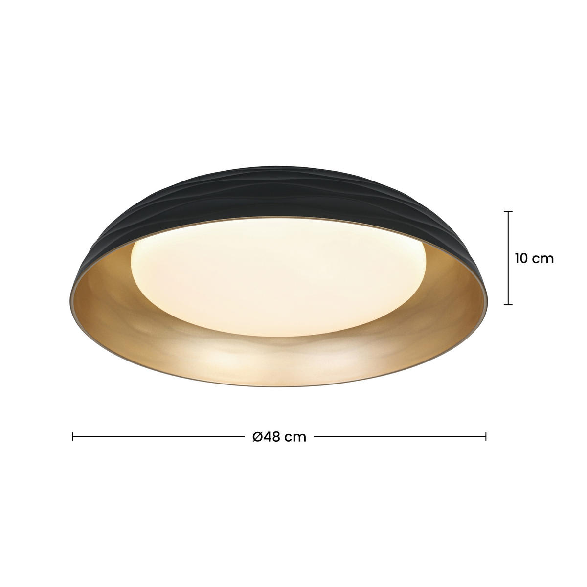 DECKENLEUCHTE 48/10 cm  - Goldfarben/Schwarz, Trend, Kunststoff/Metall (48/10cm) - Collett's Monde