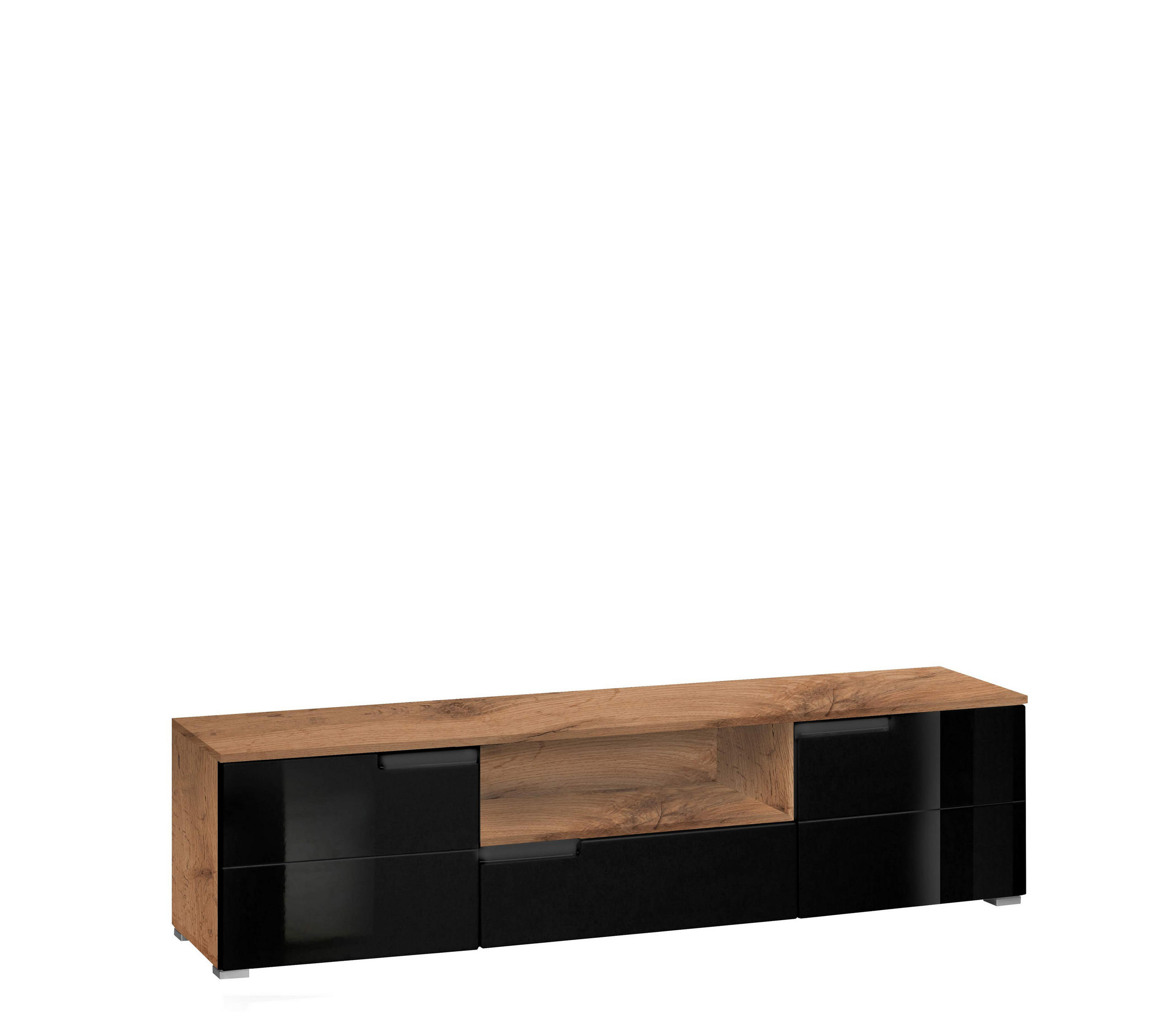 NIZKA OMARICA črna, barve hrasta - črna/siva, Moderno, umetna masa/leseni material (165/42/40cm) - MID.YOU