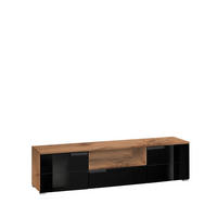 KOMODA - NISKA   165/42/40 cm   crna, boje hrasta   - siva/boje hrasta, Moderno, drvni materijal/plastika (165/42/40cm)
