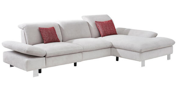 WOHNLANDSCHAFT Hellgrau - Chromfarben/Hellgrau, KONVENTIONELL, Textil (314/170cm) - Voleo