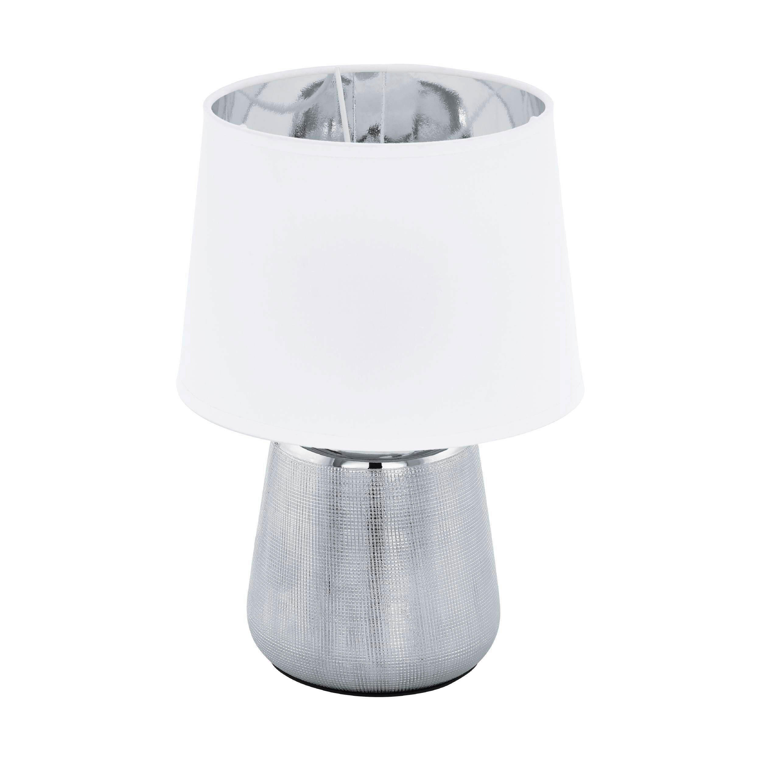 BORDSLAMPA Manalba 20/30 cm   - vit/silver, Klassisk, textil/keramik (20/30cm) - Eglo