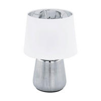 BORDSLAMPA Manalba 20/30 cm   - vit/silver, Klassisk, textil/keramik (20/30cm) - Eglo