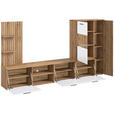 WOHNWAND 4-teilig  in Weiß, Eichefarben   - Eichefarben/Anthrazit, MODERN, Glas/Holzwerkstoff (250cm) - Carryhome