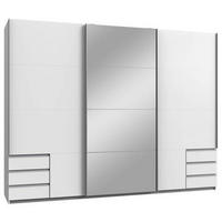 OMARA Z DRSNIMI VRATI, bela  - bela/barve aluminija, Moderno, kovina/leseni material (270/210/65cm) - Hom`in