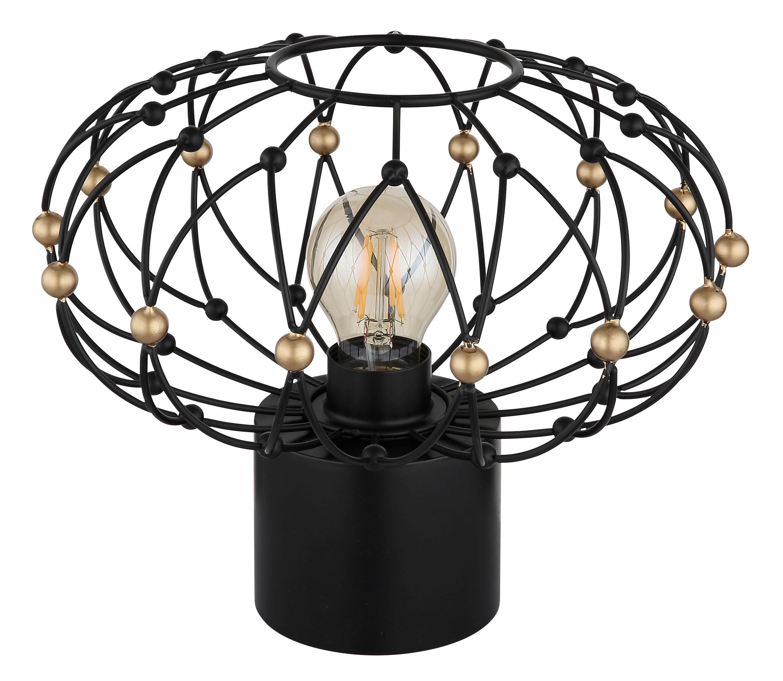 TISCHLEUCHTE 28/25 cm   - Goldfarben/Schwarz, Design, Kunststoff/Metall (28/25cm) - Globo