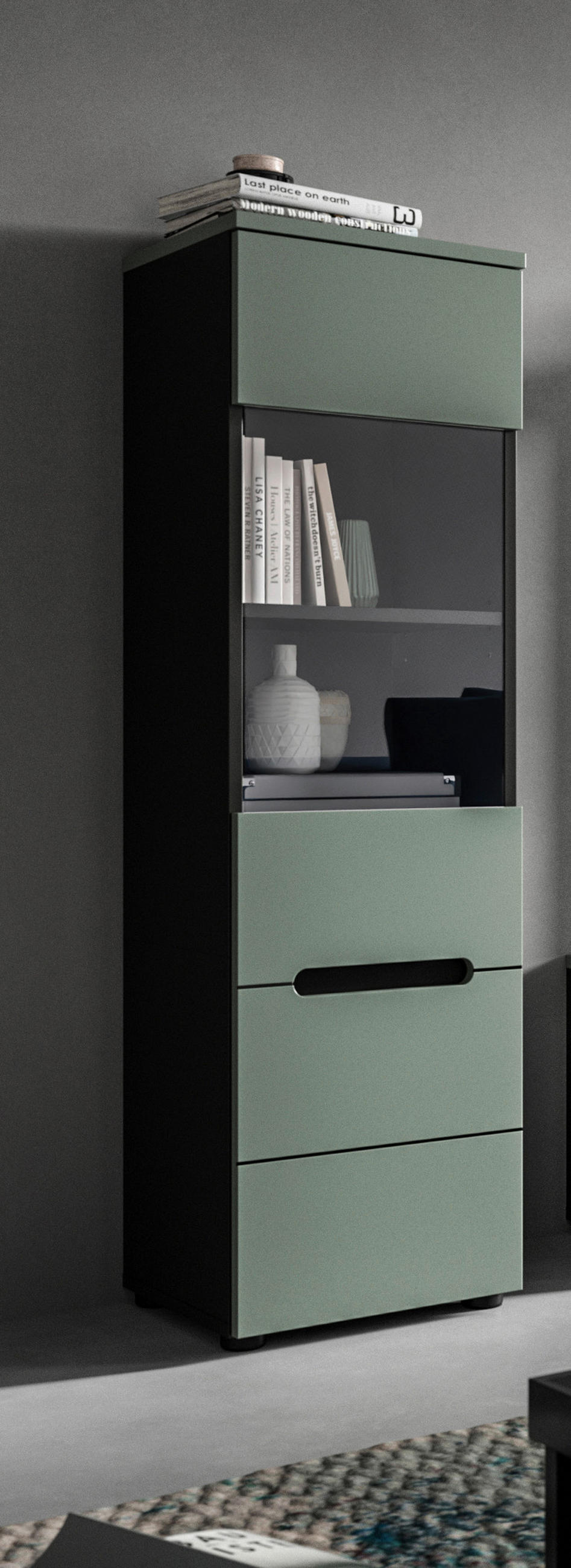 VITRIN   - fekete, Design, műanyag/faalapú anyag (36/125/33cm) - Livetastic