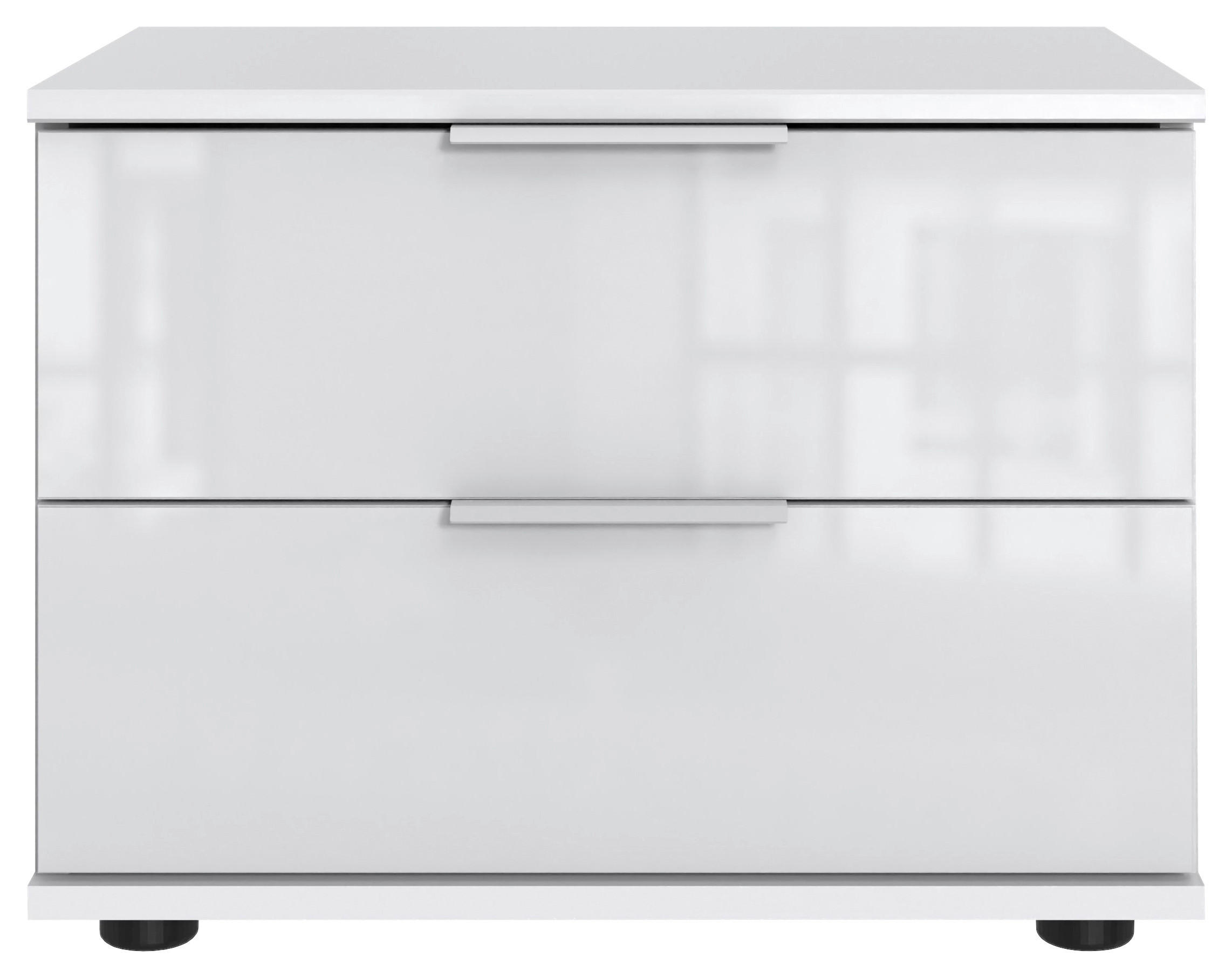 NACHTSCHRANK 52/40/38 cm  - Silberfarben/Schwarz, KONVENTIONELL, Glas/Holzwerkstoff (52/40/38cm) - Boxxx