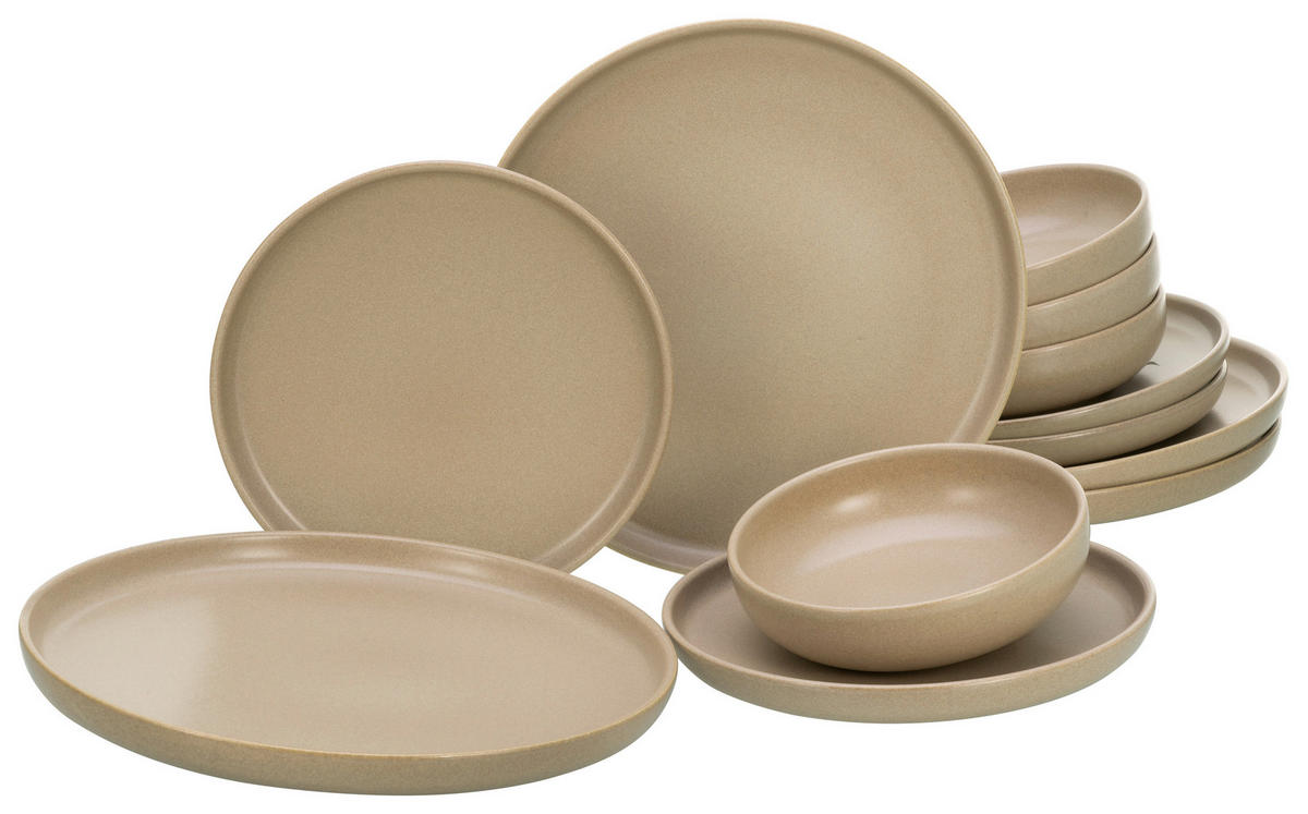 SERVIS 12 delar  - sandfärgad, Trend, keramik (43/40/37cm) - Creatable