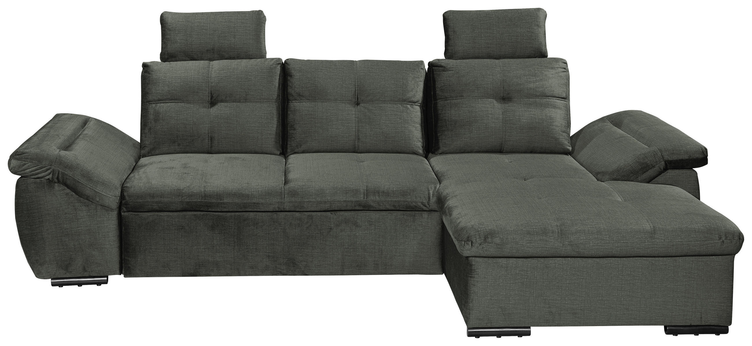 ECKSOFA in Mikrovelours Dunkelgrün  - Dunkelgrün/Schwarz, Konventionell, Kunststoff/Textil (275/170cm) - Carryhome