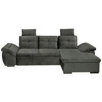 ECKSOFA in Mikrovelours Dunkelgrün  - Dunkelgrün/Schwarz, Konventionell, Kunststoff/Textil (275/170cm) - Carryhome