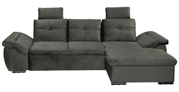 ECKSOFA  in Mikrovelours Dunkelgrün  - Dunkelgrün/Schwarz, KONVENTIONELL, Kunststoff/Textil (275/170cm) - Carryhome