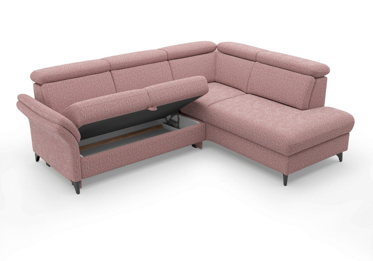 ECKSOFA GLENDALE E Aubergine Chenille  - Aubergine/Schwarz, KONVENTIONELL, Textil/Metall (247/193cm) - Sit & More