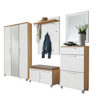 GARDEROBE 6-teilig  in 245/195/40 cm  - Taupe/Eichefarben, Design, Glas/Holz (245/195/40cm)