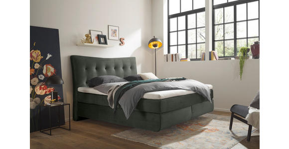 BOXSPRINGBETT 180/200 cm  in Dunkelgrün  - Dunkelgrün/Schwarz, Basics, Holzwerkstoff/Kunststoff (180/200cm) - Esposa