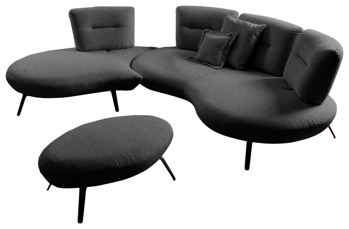 BIGSOFA Flachgewebe Anthrazit  - Anthrazit/Schwarz, Design, Textil/Metall (456/93/138cm) - Moderano
