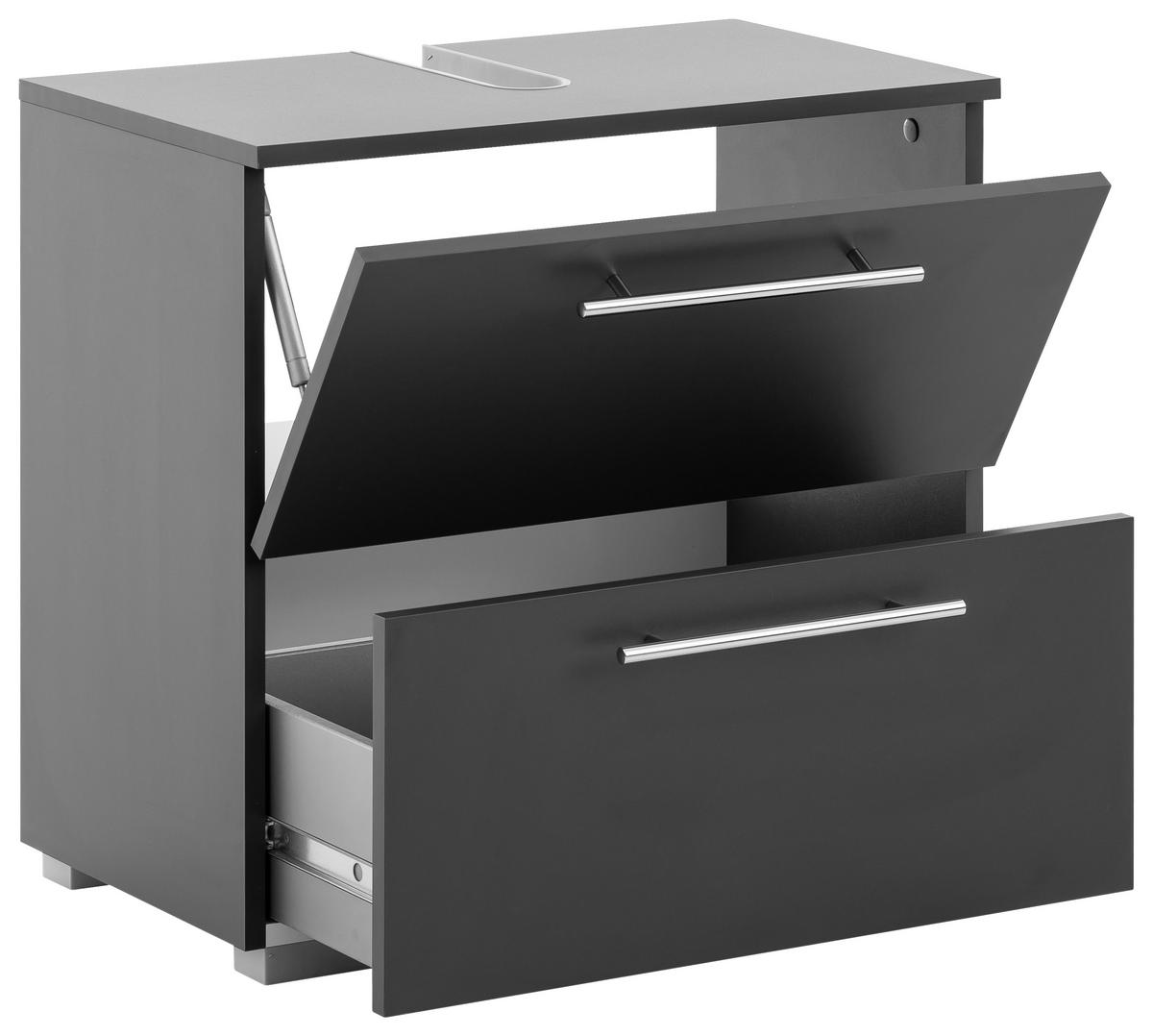 WASCHBECKENUNTERSCHRANK 60,2/59,1/35 cm  - Chromfarben/Anthrazit, KONVENTIONELL, Holzwerkstoff/Metall (60,2/59,1/35cm) - MID.YOU