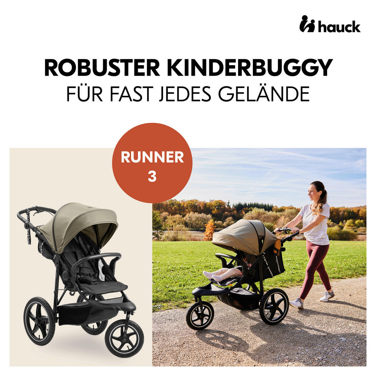 JOGGER Runner 3  - Schwarz/Olivgrün, Basics, Kunststoff/Textil (62/107/116null) - Hauck