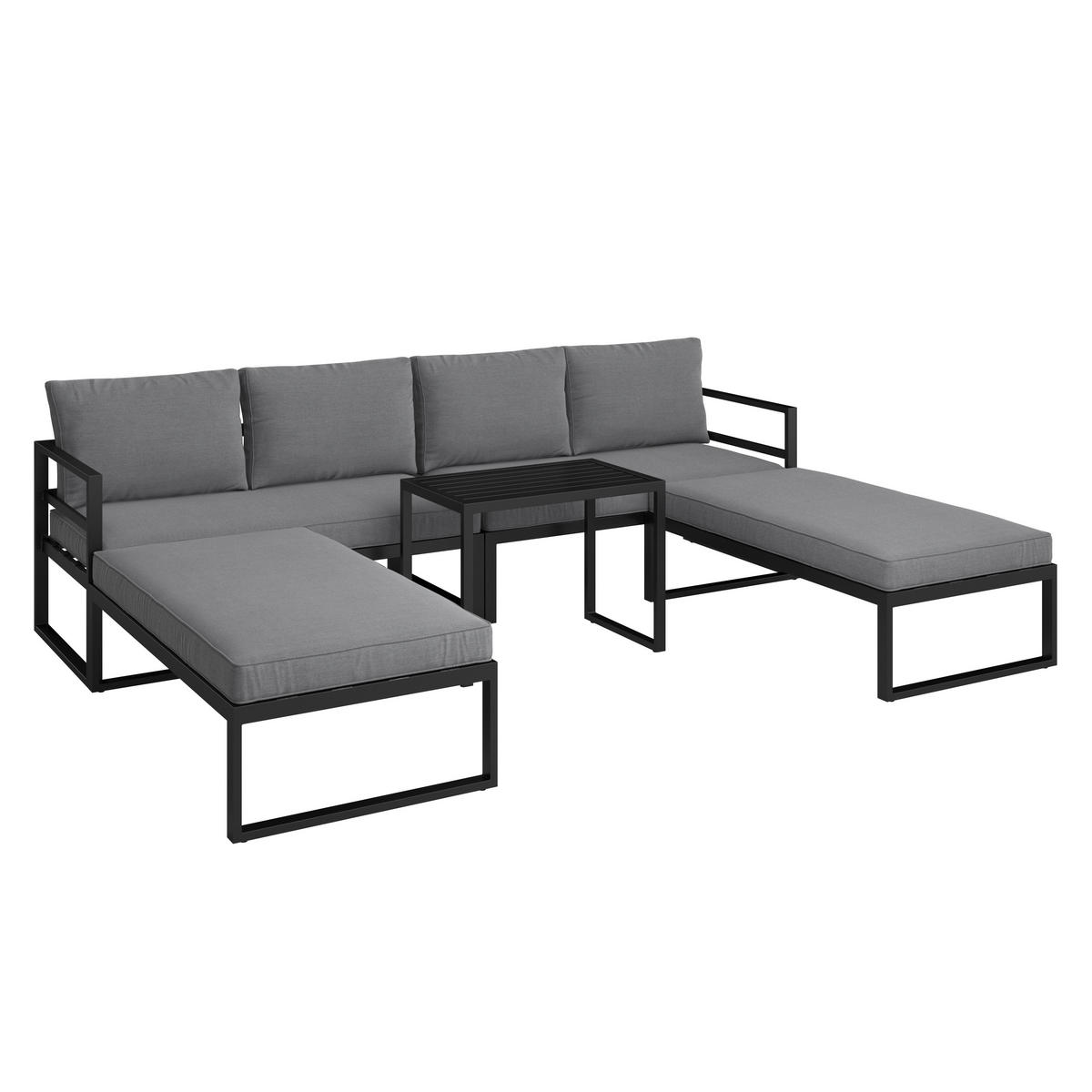 LOUNGE GARNITURA   metal, tekstil  antracit, siva    - siva/antracit, Design, metal/tekstil (188/250cm) - Ambia Garden