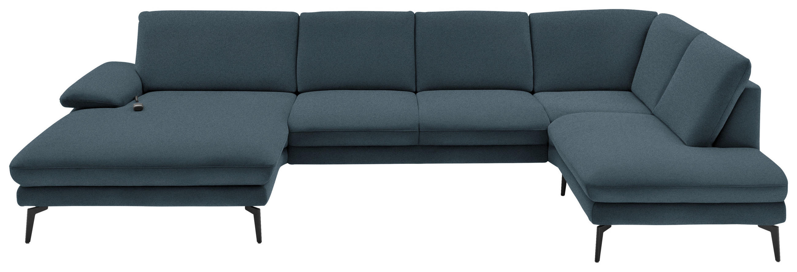 WOHNLANDSCHAFT in Webstoff Dunkelblau  - Schwarz/Dunkelblau, Design, Textil/Metall (180/344/208cm) - Dieter Knoll