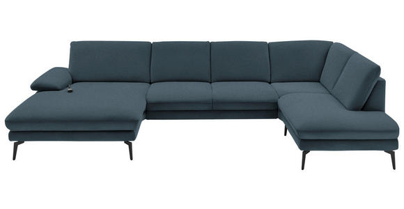 WOHNLANDSCHAFT Dunkelblau Webstoff  - Schwarz/Dunkelblau, Design, Textil/Metall (180/344/208cm) - Dieter Knoll