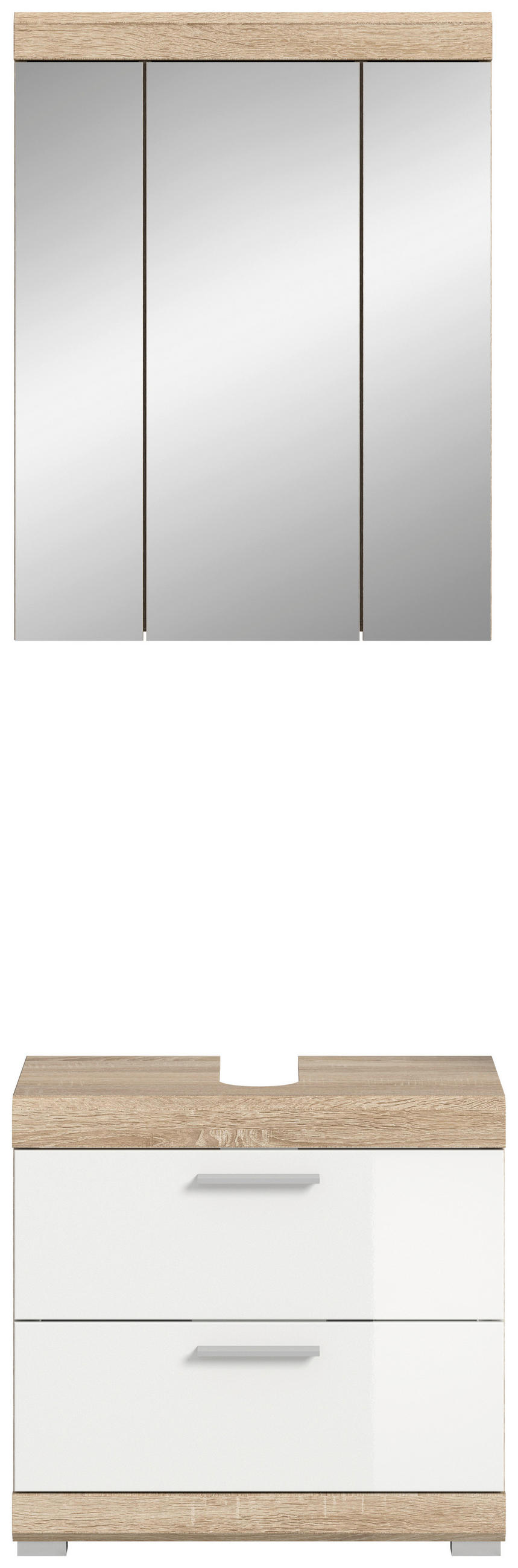 BADEZIMMER 2-teilig  in 60 cm  - Weiss Hochglanz/Silberfarben, Modern, Holzwerkstoff/Kunststoff (60cm) - MID.YOU