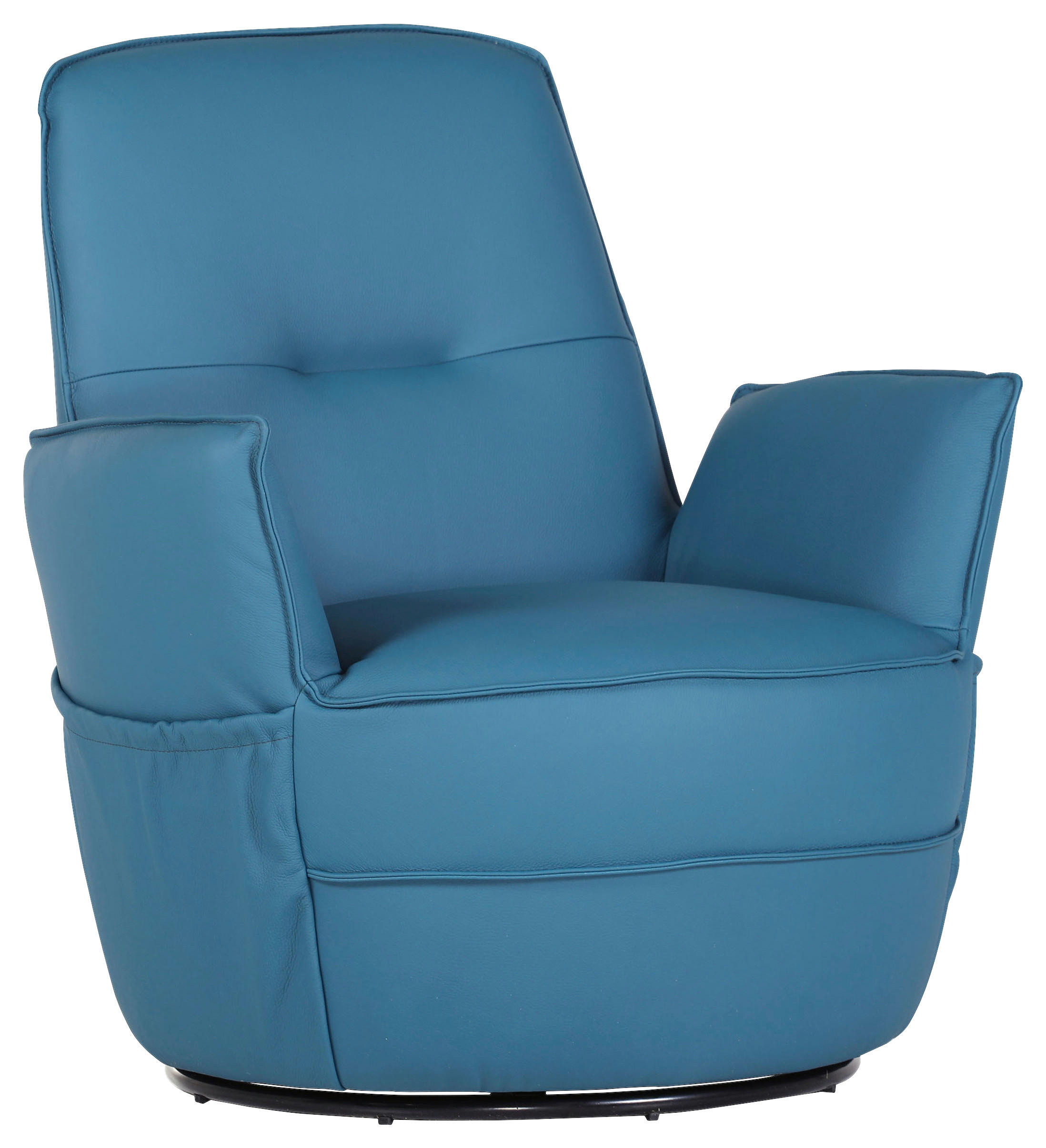 XXL-FÅTÖLJ i läder petrol  - petrol/svart, Design, metall/läder (83/90/85cm) - MID.YOU