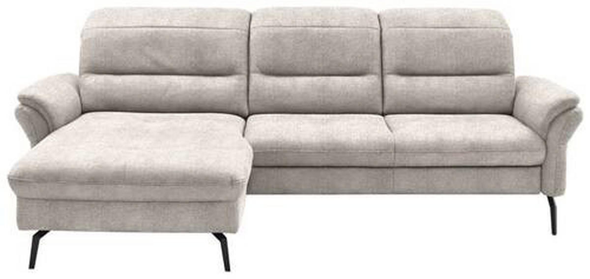 ECKSOFA in Flachgewebe Creme  - Creme/Schwarz, Konventionell, Textil/Metall (181/260cm) - Beldomo Speed