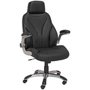 CHEFSESSEL in Lederlook Schwarz, Silberfarben - Silberfarben/Schwarz, Basics, Kunststoff/Textil (70/115-123/78cm) - NOVEL