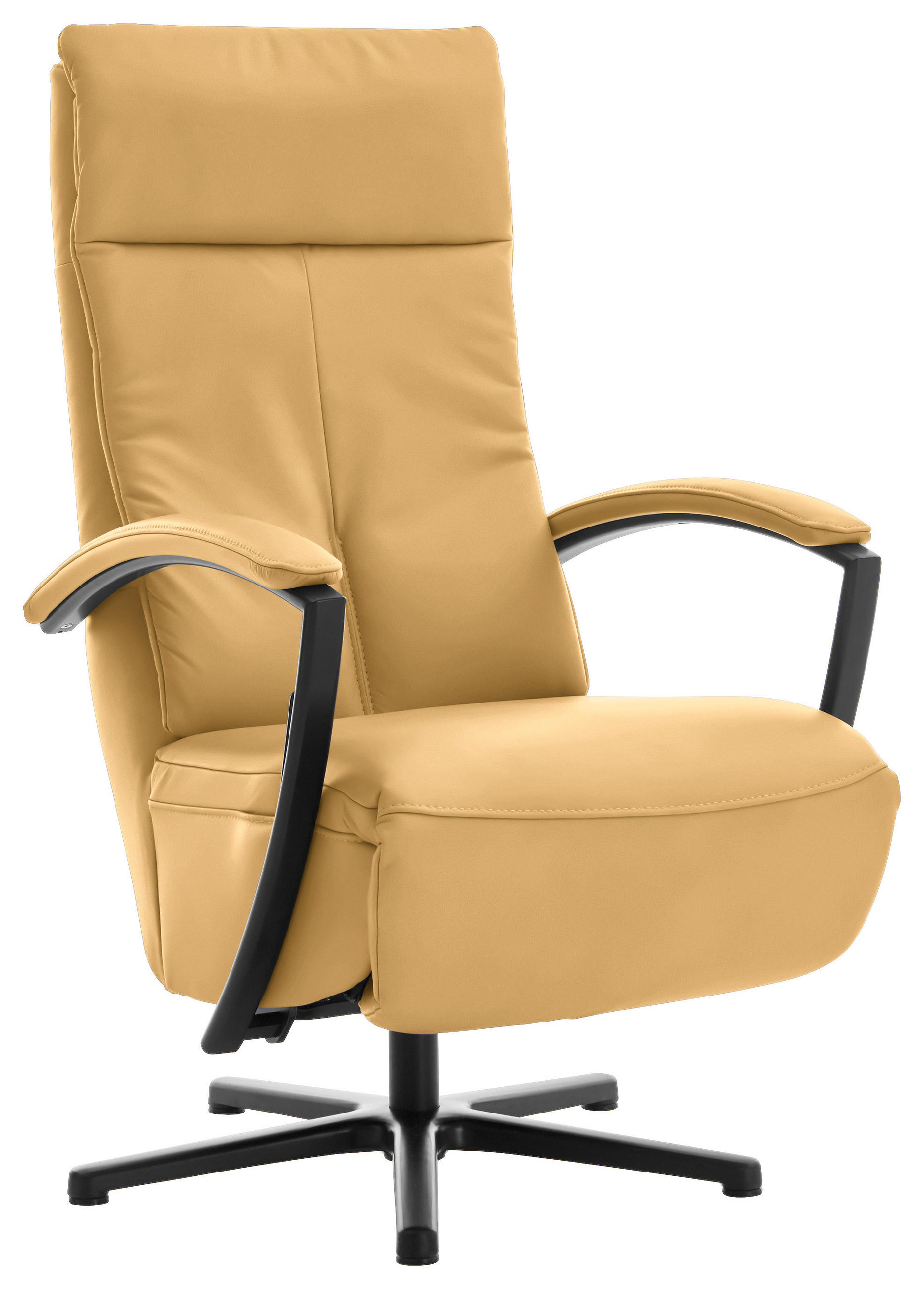RELAXSESSEL in Leder Gelb  - Gelb/Schwarz, Design, Leder/Metall (76/112/83cm) - Beldomo Speed