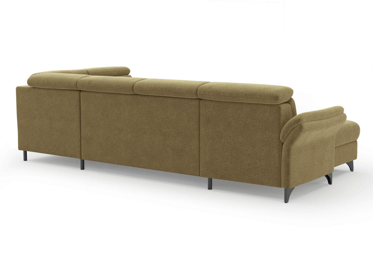 WOHNLANDSCHAFT GLENDALE E in Flachgewebe Olivgrün  - Schwarz/Olivgrün, KONVENTIONELL, Textil/Metall (166/321/193cm) - Sit & More