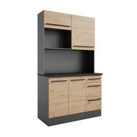 Bufet in antracit, stejar Artisan - alb/stejar Artisan, Lifestyle, plastic/material pe bază de lemn (120/211/60cm) - MID.YOU