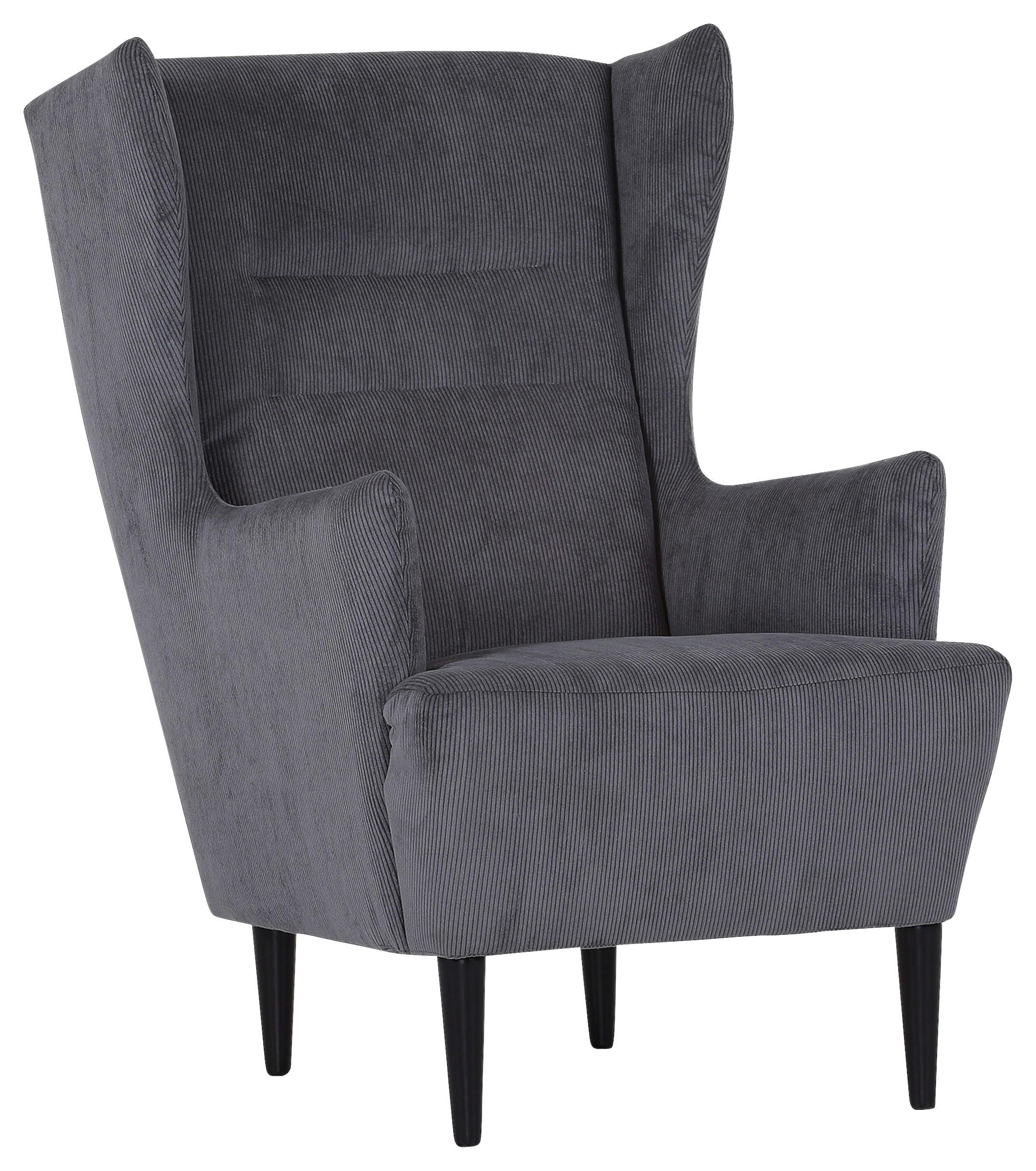 ÖRONLAPPSFÅTÖLJ i manchester antracit  - svart/antracit, Design, trä/textil (70/104/90cm) - MID.YOU