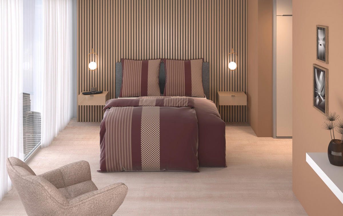 WENDEBETTWÄSCHE 3-teilig Satin 200/200 cm  - Kirschrot, Textil (200/200cm) - Dieter Knoll