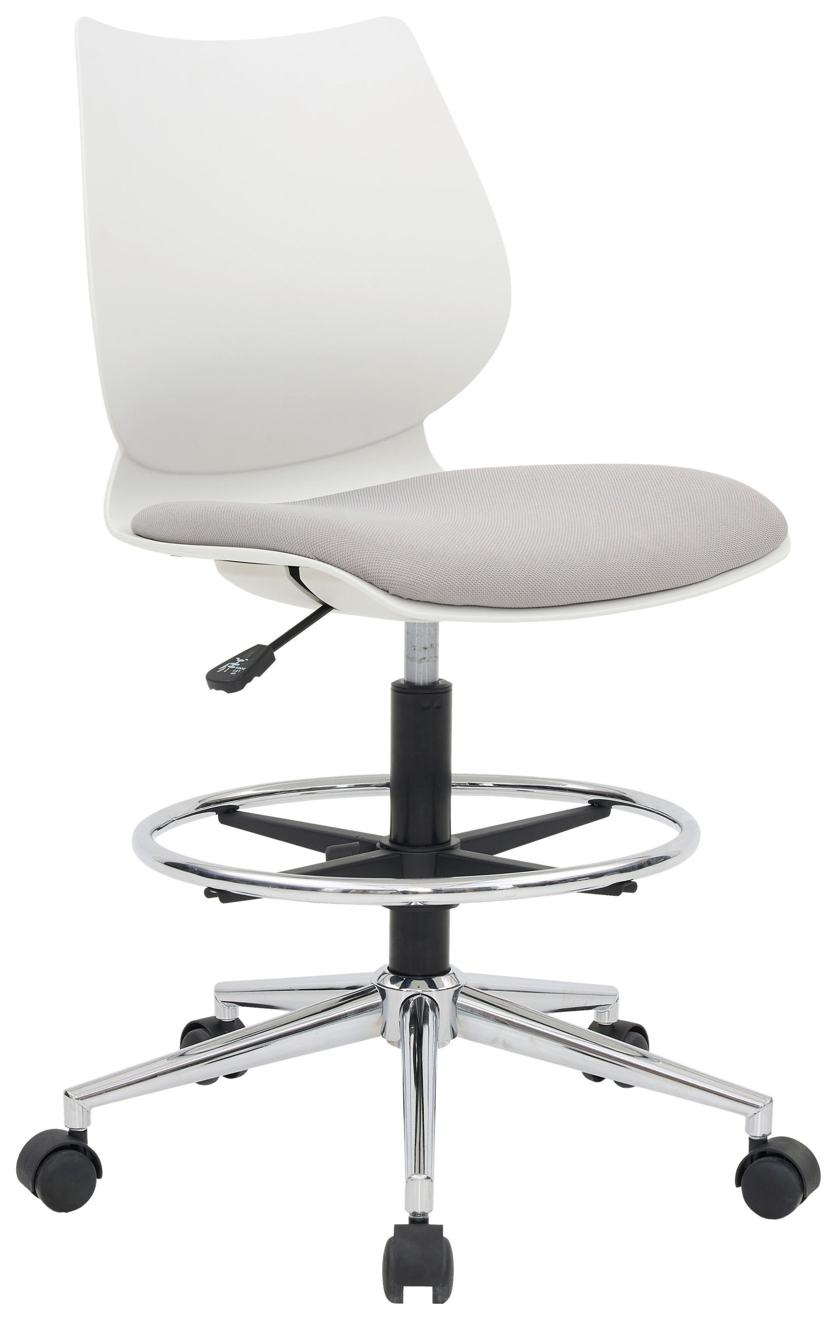 DREHSTUHL  in Webstoff Weiß, Chromfarben, Hellgrau  - Chromfarben/Hellgrau, MODERN, Kunststoff/Textil (55/96-116/56.5cm) - Hom`in