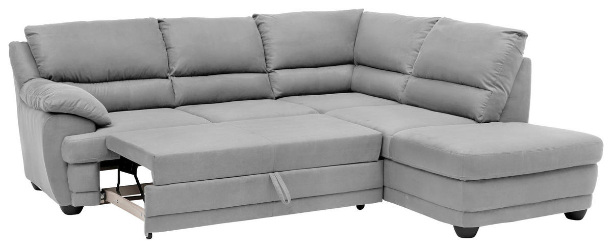 ECKSOFA in Mikrofaser Grau  - Schwarz/Grau, Design, Kunststoff/Textil (245/225cm) - Livetastic