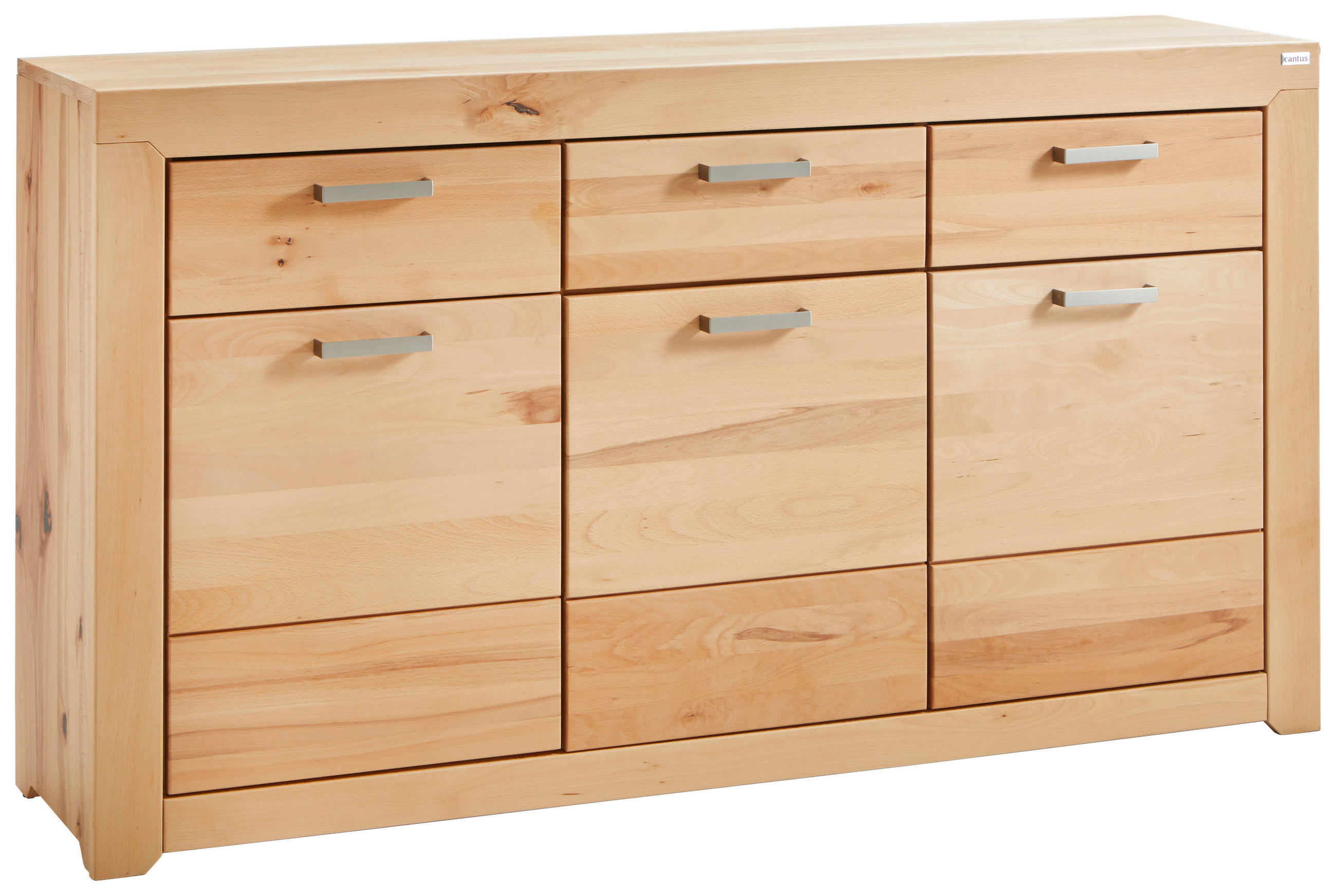 SIDEBOARD Wildkernbuche furniert, massiv Buchefarben - Silberfarben/Buchefarben, Natur, Holz/Metall (160/88/40cm) - Cantus