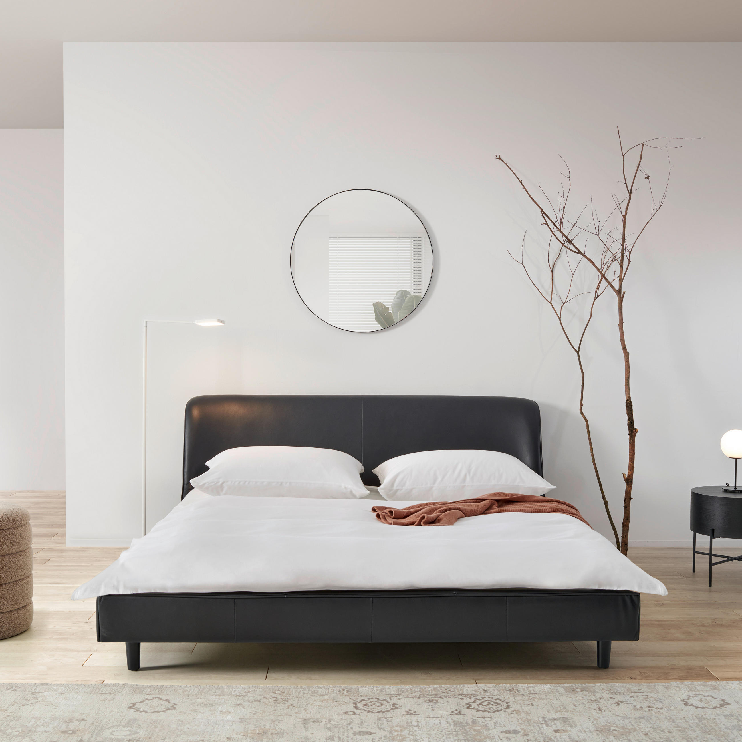 TAPECIRANI KREVET   180/200 cm   crna  - crna, Moderno, koža/drvo (180/200cm) - Livetastic