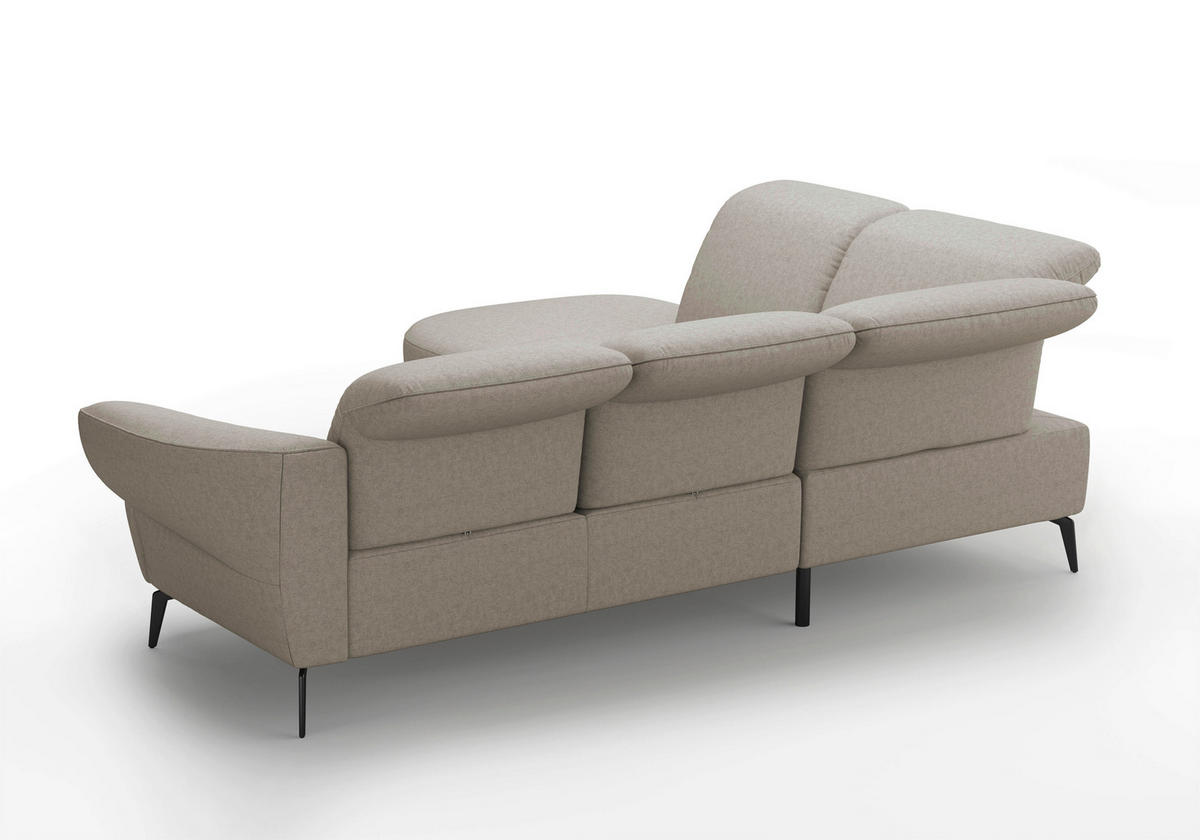 ECKSOFA DANCE E Taupe Flachgewebe  - Taupe/Schwarz, MODERN, Textil/Metall (270/302cm) - Sit & More