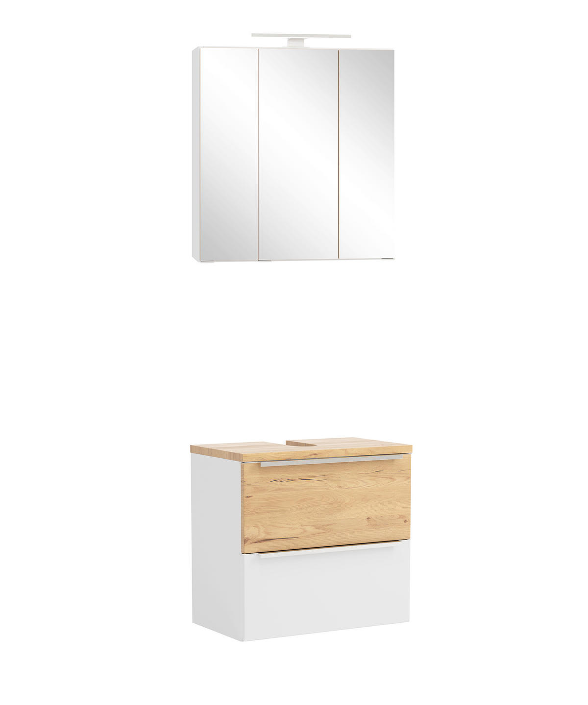BADEZIMMER 2-teilig  in 60 cm  - Wildeiche/Edelstahlfarben, Trend, Glas/Holzwerkstoff (60cm) - Held