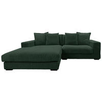 ECKSOFA  Cord Dunkelgrün  - Dunkelgrün/Schwarz, Design, Kunststoff/Textil (195/285cm) - MID.YOU