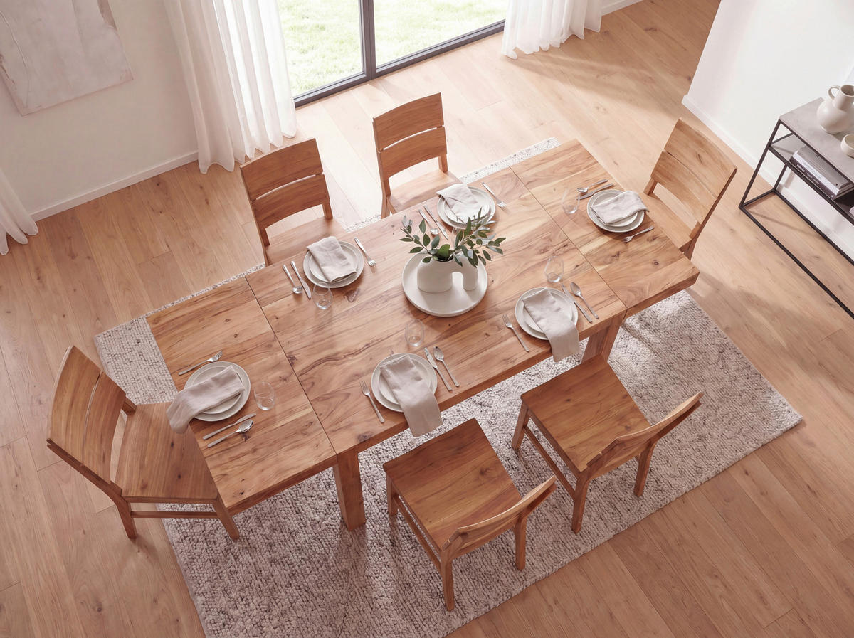 ESSTISCH Echtholz  Holz rechteckig Akaziefarben  - Akaziefarben, Design, Holz (120/76/80cm) - Livetastic