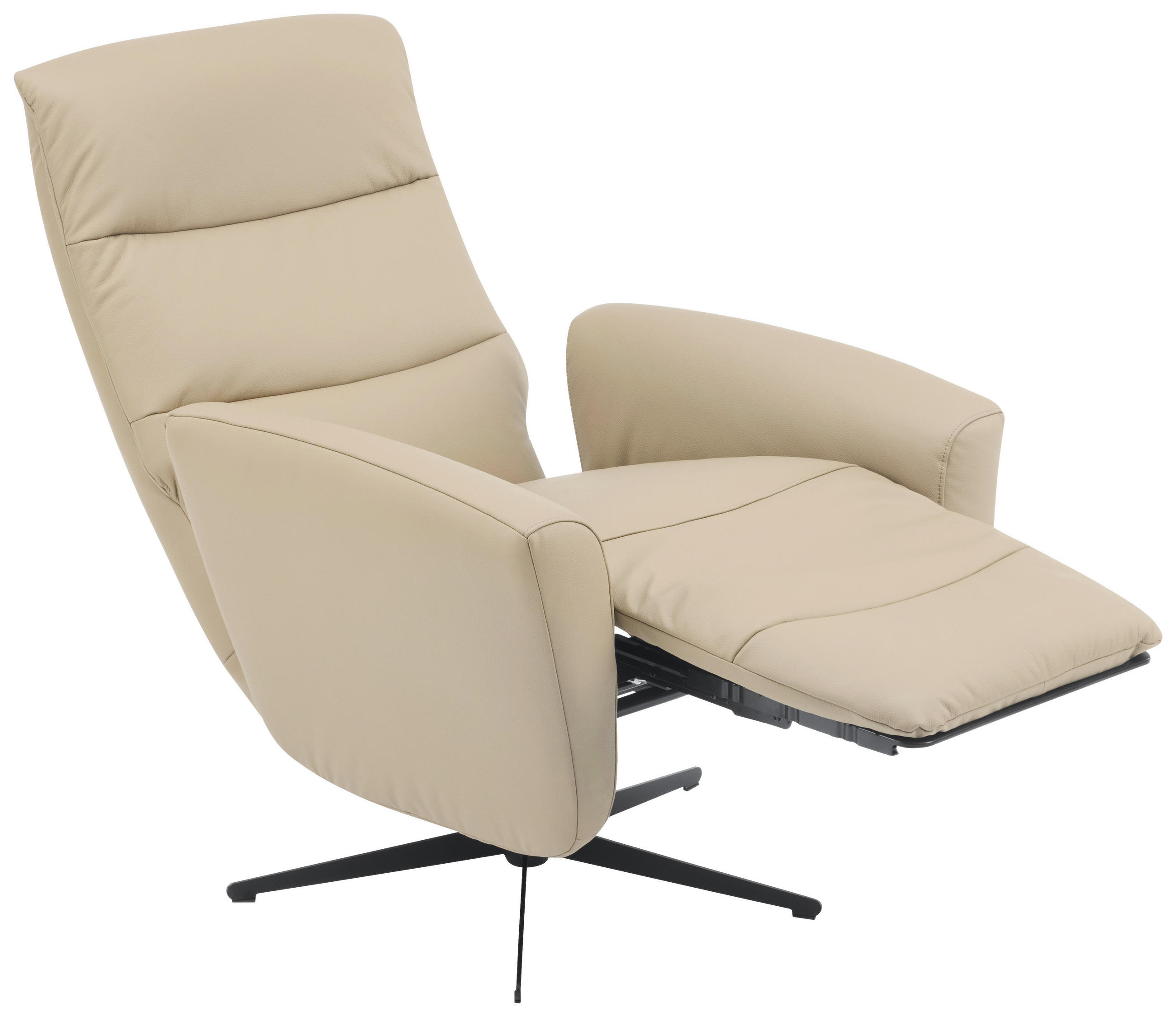 RELAXAČNÉ KRESLO, textil, koža, taupe - čierna/taupe, Design, kov/koža (76/112/80cm) - Livetastic